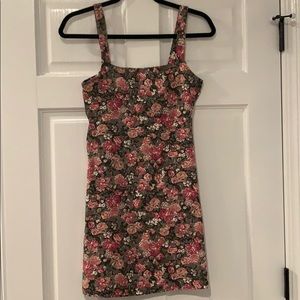 Vintage Floral Print Mini Dress